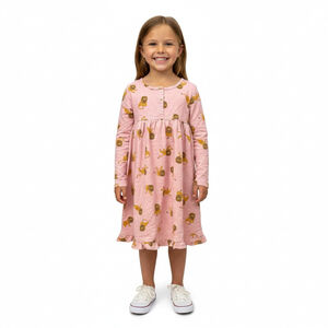 Hanna Andersson Pink Lion Print Long Sleeve Dress Size 6–7